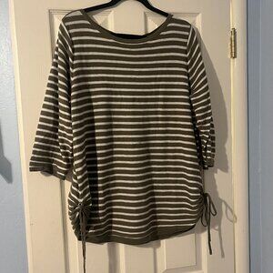 eight eight eight Forest Green and White Striped Shirt